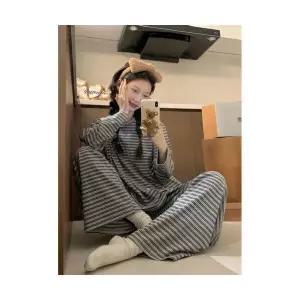 띠엔다 커플 잠옷세트 실내복 스트라이프 컴포트 파자마 세트 캐주얼 아우터 가능 ADOR1