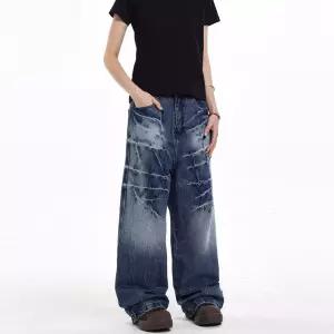 남성용 빈티지 일자핏 청바지 워싱 번개무늬 클린핏 배기핏 긴바지 원픽1