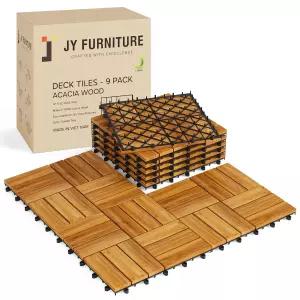 실내외 사용 배수 미끄럼 방지 간편한 설치를 위한 9개의 PCS 연동 데크 타일 12인치 x 아카시아 우드 -