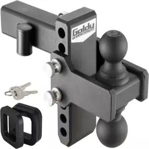 골디 트레일러 히치 조절식 5인치 드롭 볼 마운트 2인치 리시버 장착 듀얼 솔리드 및 2-5/16인치