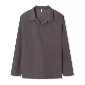 [리빌모아]남자 가을 오픈 카라넥 옆트임 긴팔 니트티셔츠 AC-KN-Q039-차콜브라운