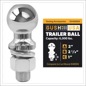 거스힐 USA GH40004 크롬 트레일러 히치 볼 6 000파운드 직경 2인치 섕크 1 x