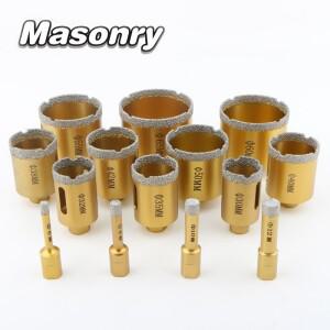 브레이징 건식 다이아몬드 구멍 톱 비트 세트 M10 나사산 타일 세라믹 대리석 화강암 톱 홈 DIY 도구 정원