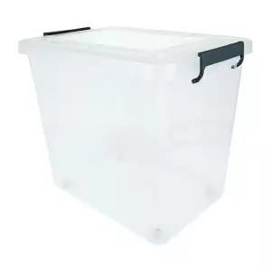 오피스 공간 리빙박스 투명 65L 손잡이-다크블루