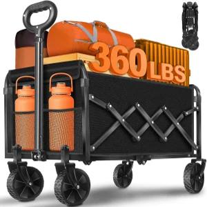마차 카트 접이식 바퀴가 달린 360파운드 캠핑 여행 피크닉 쇼핑 스포츠 보관 패션 블랙을 위한 음료
