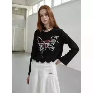 에고이스트점BLUE LABEL 밑단 레이스 프린팅 티셔츠 ER3OTL08 960315