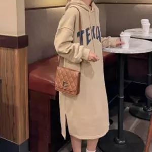 좋은 여성 캐주얼 후드 롱원피스 1P 절개 간절기 홈웨어