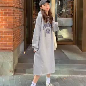 좋은 여성 기모 후드 원피스 1P 간절기 안감 데일리 치마