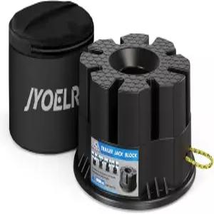 Joyelron 트레일러 잭 블록(가방 포함) 헤비 듀티 RV 스태빌라이저 스탠드 텅 포스트 풋 5륜 원형 또는
