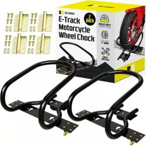 E-트랙 업라이트 바이크 타이어 웨지 - 트레일러 바닥용 탈착식 및 볼트 다운 오토바이 휠 초크(2팩)