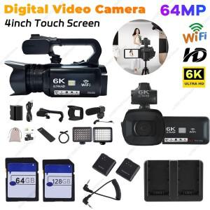 6K 디지털 비디오 카메라 18배 줌 4인치 터치 스크린 울트라 HD WIFI 휴대용 녹화 캠코더 야간 투시 기능 (