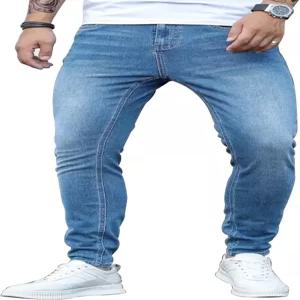 남성용 헝슨 스키니 진 스트레치 슬림 핏 찢어진 고민