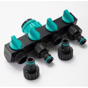 4 방향 물 분배기 1 3/4 스레드 정원 유럽 표준 밸브 급수 1/2 피팅 관개 커넥터