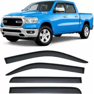 2019-2026 테이프 온 사이드 윈도우 디플렉터 바이저 닷지 램 1500 크루 캡 온리 스모크 틴티드 레인 가드