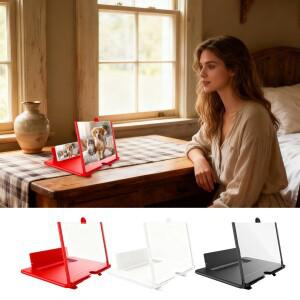 스크린 확대기 3D HD 데스크탑 프로젝터 휴대폰 핸드폰 노인용 비디오 시청 영화 밤 집 여행 휴식 파티용