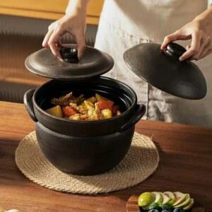 이중 뚜껑 돌솥 냄비 화덕 누룽지 뚝배기 세라믹