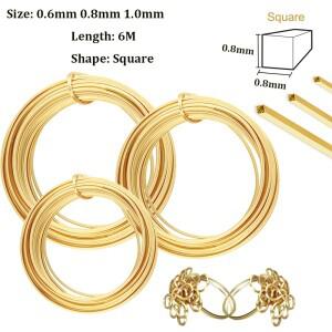 사각 황동 와이어  DIY 팔찌 목걸이  쥬얼리 코드  구슬 스트링 공예 제작 액세서리  0.6mm  1mm  6m