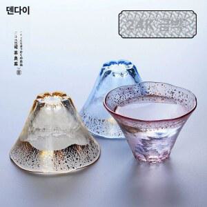 초복 후지산 글라스 냉주 65ml 니혼슈 핑크 클리어 컵 연파랑 세트 술잔 사케 벚꽃 금박