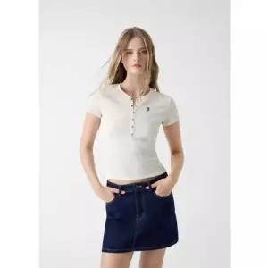 매장정품 GUESS 게스 여성 헨리넥 와플 반팔티 YQBK2313 1164186