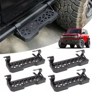 4PCS EZ-스텝스 록 레일 사이드 스텝스 4도어 액세서리 포함 포드 브롱코 2021-2025용 러닝 보드 추가