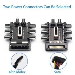 1~ 8 3Pin 팬 허브 Pwm Sata Molex 분배기 PC 마이닝 케이블 12V 전원 공급 장치 쿨러 냉각 속도 컨트롤러