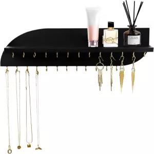 25개의 후크와 화장품 선반이 있는 램파조 걸이 주얼리 정리함 목걸이 팔찌 귀걸이 및 반지를 위한 모던