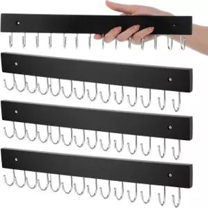 호퍼메 4팩 목걸이 홀더 벽걸이 14개의 후크가 달린 엉킴 없는 정리함 나무 장신구 걸이 체인 팔찌 귀걸이