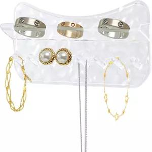쿠멧 목걸이 홀더 벽걸이 8개의 후크가 달린 접착 플라스틱 주얼리 정리함 - 스타일리시한 랙 스터드 팔찌