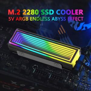 5V ARGB 동기화 컴퓨터 2280 SSD M2 라디에이터 PC Nvme 쿨러 방열판 끝없는 심연 효과