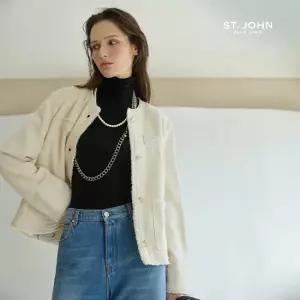 센존 블루라벨 유럽산 데님 트위드 패딩 자켓