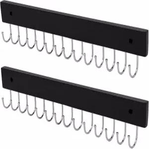 SCUNDA 벽걸이 목걸이 홀더 클래식 스타일 28개의 후크가 달린 엉킴 없는 벽 장신구 정리함(2팩 블랙)
