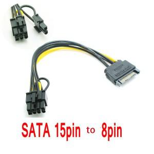 SATA 15PIN ~ 8Pin 6+2 케이블 분배기 그래픽 카드 전력선 비디오 변환기 와이어 어댑터 GPU 6PIN + 연장