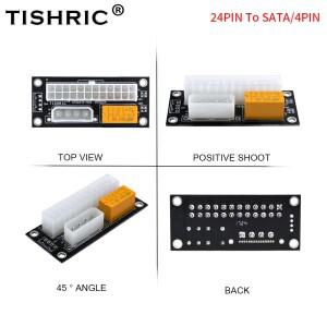 TISHRIC PC 블록 동기화 장치 Add2psu 듀얼 PSU 전원 공급 어댑터 Molex-SATA ATX 24Pin 라이저(비디오 카