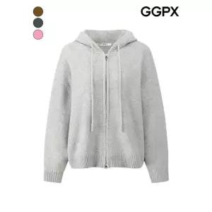 [패션플러스][GGPX]울 집업 후드 니트 가디건 (GQ1KG002F)