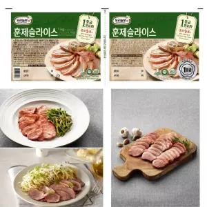 오리늘보 훈제 슬라이스 500g x 2 오리훈제고기 간편식 밥 반찬 캠핑 참나무 훈연 소포장