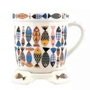 현이몰 도자기 손잡이 수저통(블루피쉬) 수저함 주방용 수저통 씽크대 물빠짐 걸이용 수저꽂이 국자통