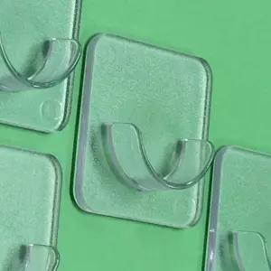 (올핀)투명 커튼봉 후크 걸이 접착식 브라켓 무타공 수건걸이