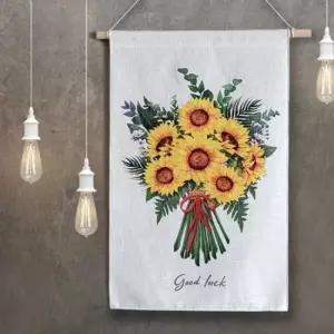 행잉 해바라기 꽃다발 패브릭 포스터 액자 풍수 꽃