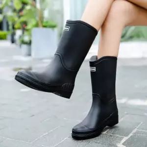 씨플  TIMEPURE 일본 스타일 미디엄 레인부츠 여성용 패션 아웃도어 미끄럼방지 방수 내구성 장화 갯벌체험