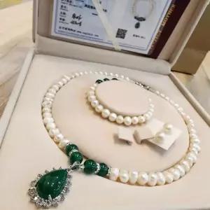 생신선물 담수 진주 목걸이 팔찌 귀걸이 3종세트