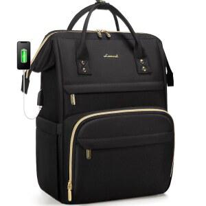 [미국배송] LOVEVBOOK 노트북 백팩 여성 교사 간호사 가방용 15.6인치 직장 컴퓨터 대학 지갑 방수 방지 여행 USB 충전 포트 블랙