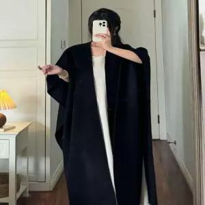 여성 케이프 코트 롱 가디건 자켓 스타일 봄 망토