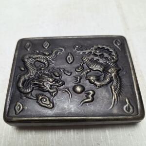 백동 골동 용봉문 휴대용 먹함 가로세로8.5cm 단초마을 골동품/수집품/도자기