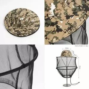 해충방지 모기장 방충모자 픽셀카키 낚시 벌초모자
