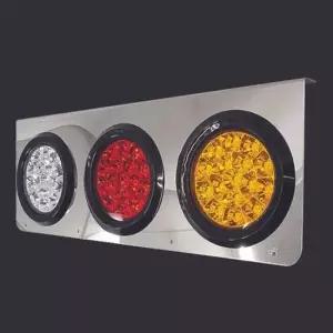 [CAR] 화물차 후미등 3구 사각 스텐판 LED 테일 램프 24v