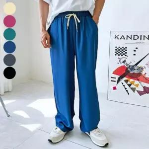 여름 바지 시원한 밴딩 팬츠 슬랙스 남자 와이드 무지