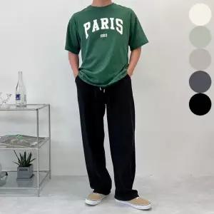 여름 와이드핏 슬랙스 바지 밴딩 남자 얇은 핀턱 일자