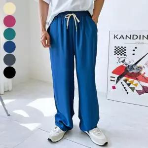 와이드 무지 슬랙스 남자 여름 팬츠 바지 밴딩 시원한