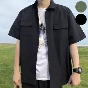상의 큰 포켓 남방 셔츠 카라 남자 오버핏 여름 반팔