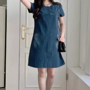 청원피스 반팔 여름 캐주얼 스커트 데님 생지 미니